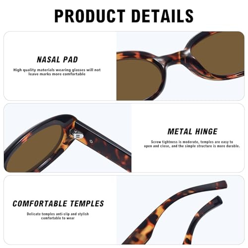 WOWSUN Retro Oval Sunglasses for Women Trendy 90s Vintage Small Face Shades Sun Glasses UV Protection - Image 5
