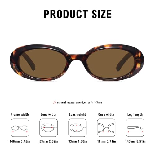 WOWSUN Retro Oval Sunglasses for Women Trendy 90s Vintage Small Face Shades Sun Glasses UV Protection - Image 4