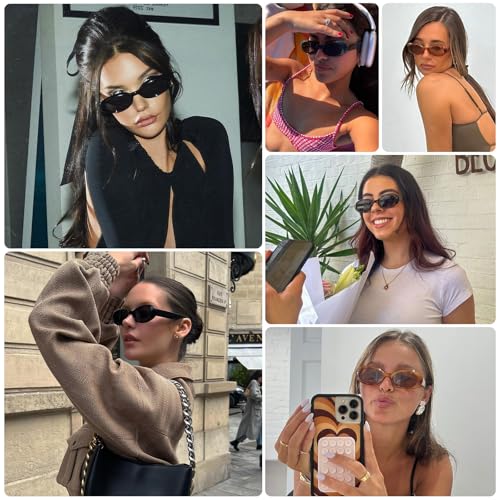 WOWSUN Retro Oval Sunglasses for Women Trendy 90s Vintage Small Face Shades Sun Glasses UV Protection - Image 2