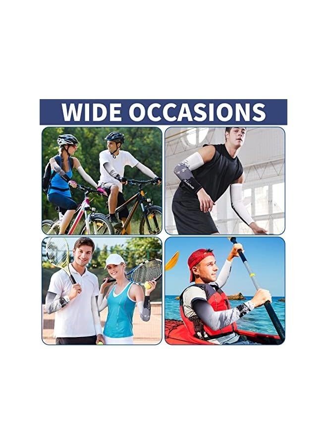 بروماس 4 أزواج من أكمام الذراع للحماية من أشعة الشمس فوق البنفسجية، للرجال والنساء، أكمام ضغط للذراع مضادة للانزلاق، أكمام طويلة من الحرير الجليدي، للرجال والنساء، رياضة الجري في الهواء الطلق وكرة القدم - Image 3