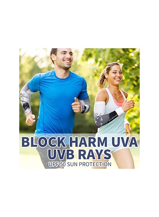 بروماس 4 أزواج من أكمام الذراع للحماية من أشعة الشمس فوق البنفسجية، للرجال والنساء، أكمام ضغط للذراع مضادة للانزلاق، أكمام طويلة من الحرير الجليدي، للرجال والنساء، رياضة الجري في الهواء الطلق وكرة القدم - Image 5