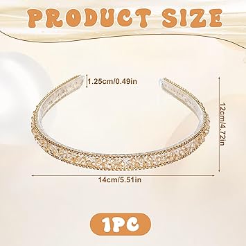 Apausvcm Gold Rhinestone Headband Sparkly Crystal Headband for Women Girls NonSlip Glitter Diamond Headbands Bling Hair Styling Accessories for Party Birthday Champagne - Image 2