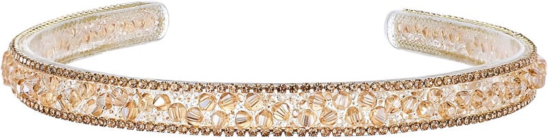 Apausvcm Gold Rhinestone Headband Sparkly Crystal Headband for Women Girls NonSlip Glitter Diamond Headbands Bling Hair Styling Accessories for Party Birthday Champagne - Image 1