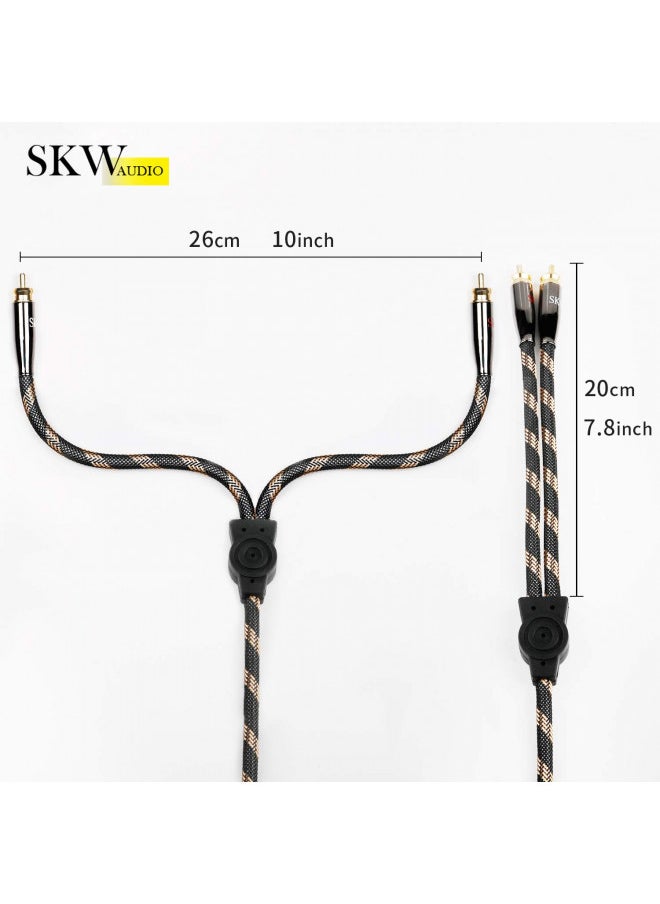SKW SKW RCA Y Splitter Cable 1 Male to 2 Male Subwoofer Cord, BG Series Ultra-high Purity Copper RCA Y Cable with OD 7.0mm, Multiple Shield Stereo Audio Cable for Subwoofer, Home Theater 4.9ft (1.5M)  - Image 3