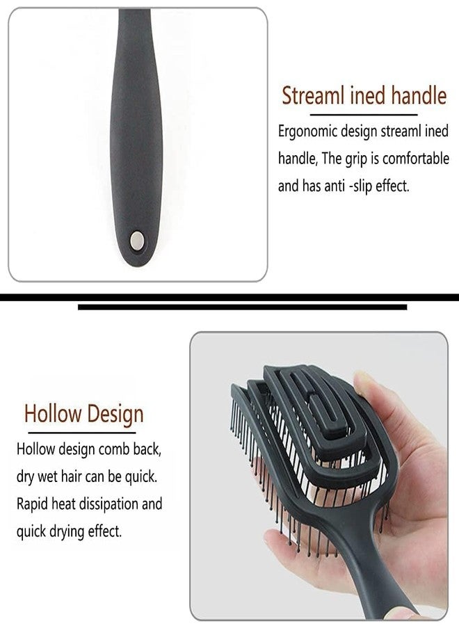 RoarCraft Hair Brush Dry Wet, Comb Detangling for Fine, Thick, Curly Hair - Curved and Vented Hair Brush for Women, Men or Kids Faster Blow Drying Styling Professional Paddle Vent detangler (Black) - Image 4