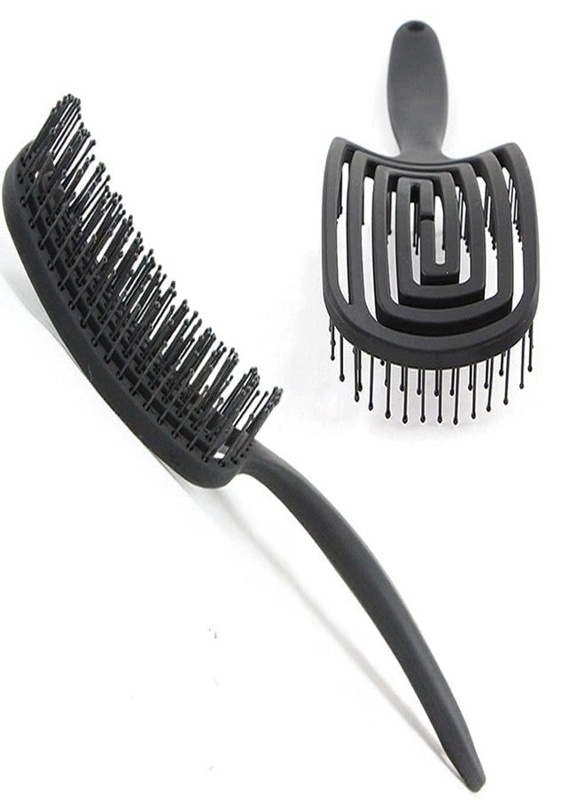 RoarCraft Hair Brush Dry Wet, Comb Detangling for Fine, Thick, Curly Hair - Curved and Vented Hair Brush for Women, Men or Kids Faster Blow Drying Styling Professional Paddle Vent detangler (Black) - Image 2