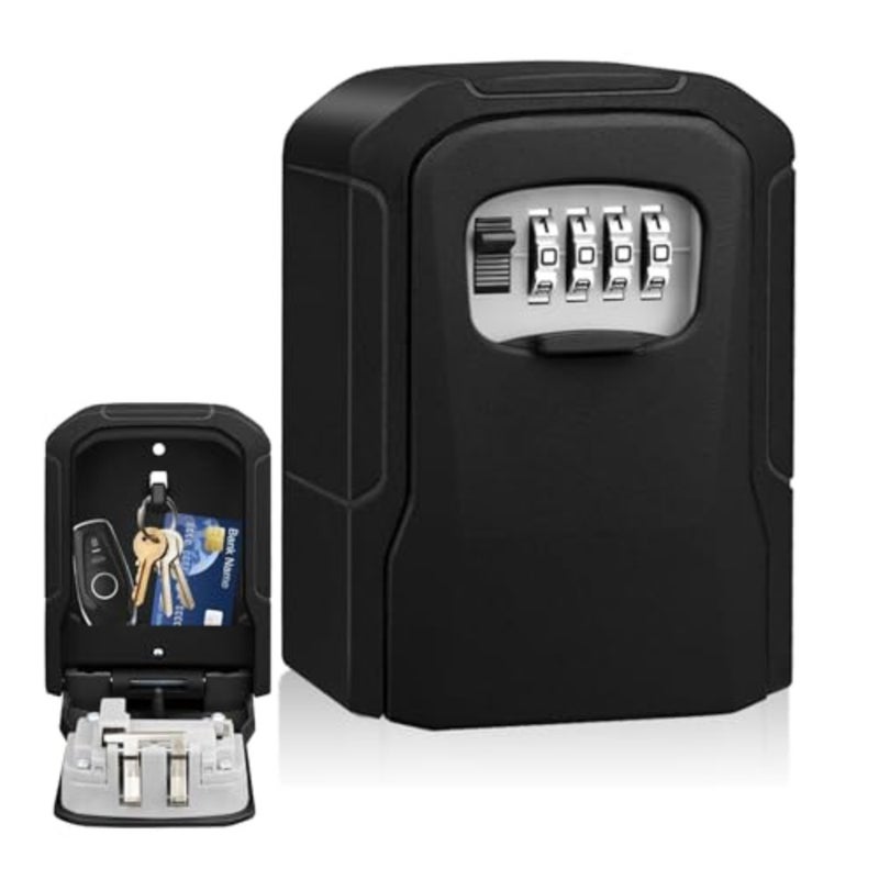 Key Lock Box Wall Mounted - Sturdy and Durable Lock Box, with Code Resettable Combination Code Lockbox Security Safe Box for Outside Outdoor Home Office Apartment Realtors Spare Keys Storage - Image 1