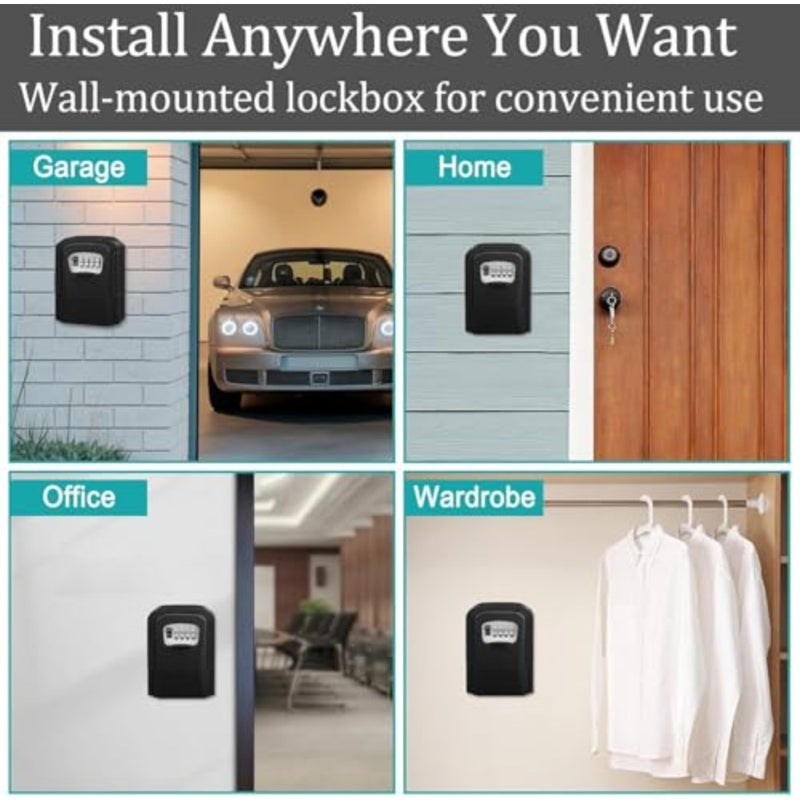Key Lock Box Wall Mounted - Sturdy and Durable Lock Box, with Code Resettable Combination Code Lockbox Security Safe Box for Outside Outdoor Home Office Apartment Realtors Spare Keys Storage - Image 4