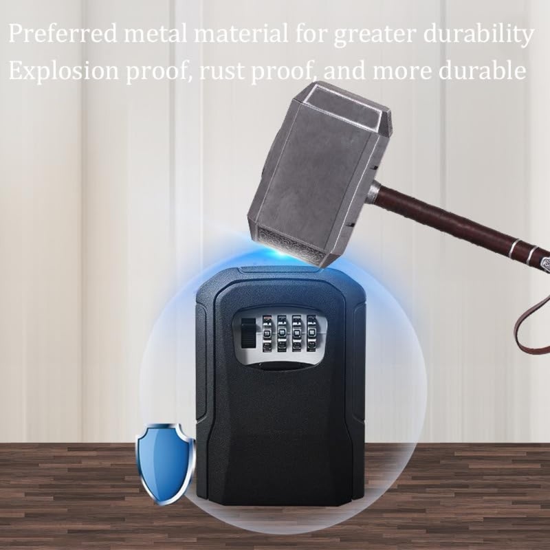 Key Lock Box Wall Mounted - Sturdy and Durable Lock Box, with Code Resettable Combination Code Lockbox Security Safe Box for Outside Outdoor Home Office Apartment Realtors Spare Keys Storage - Image 3