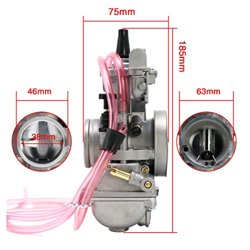 YWLUWEI Universal Racing PWK 38S Quad Vent AirStriker Carburetor Carb Short Body Carburetor 2Stroke Short Body Carburetor for Motorcycle Dirt Pit Bike ATV UTV Scooter 38S - Image 3