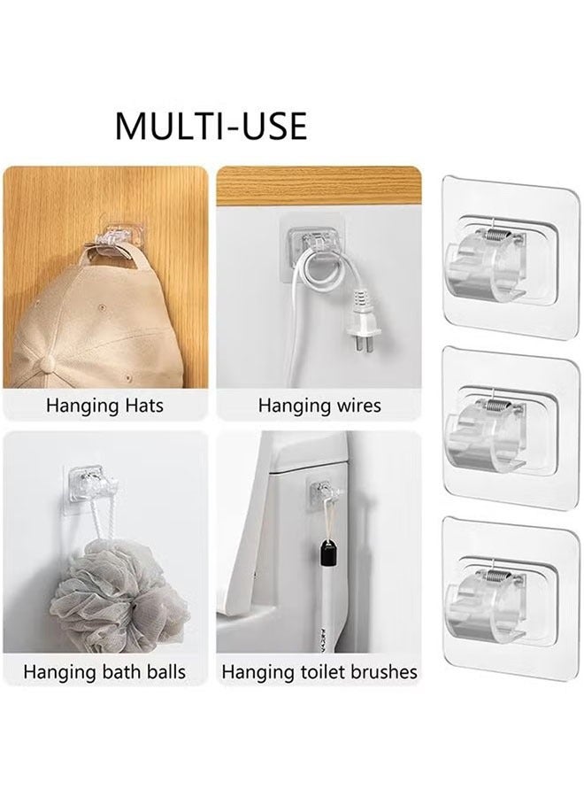 16-Piece Self Adhesive Curtain Rod Bracket, No Drill Drapery Hooks Holder, Plastic Easy Sticky Curtain Rod Hooks for Kitchen, Bathroom, Hotel (White/Transparent)) - Image 5