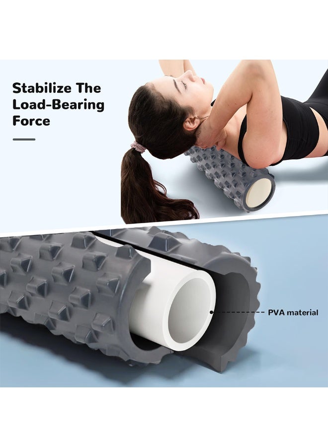 Foam Roller Deep Tissue Massager, 45x14cm High-Density Fitness Roller, Designed for Muscle Massage and Myofascial Trigger Point Release, Suitable for Fitness, Yoga, and Pilates (Black) - Image 2