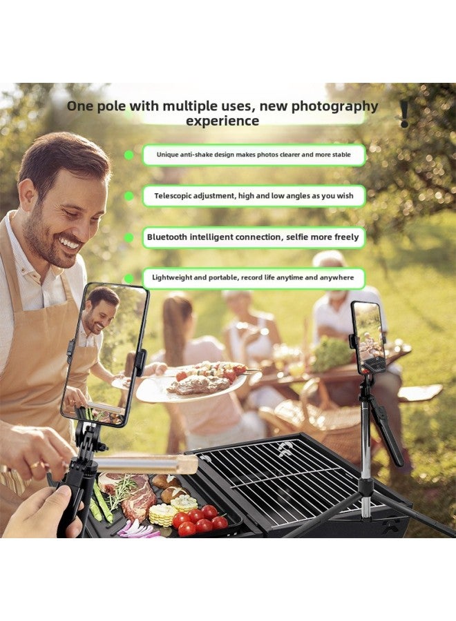 Mobile Phone Bluetooth Selfie Stick 1.7 Meters Handheld Floor-to-ceiling Camera Stabilizer Outdoor Live Three-legged Bracket Selfie Stick-color:With Single Light - Image 1