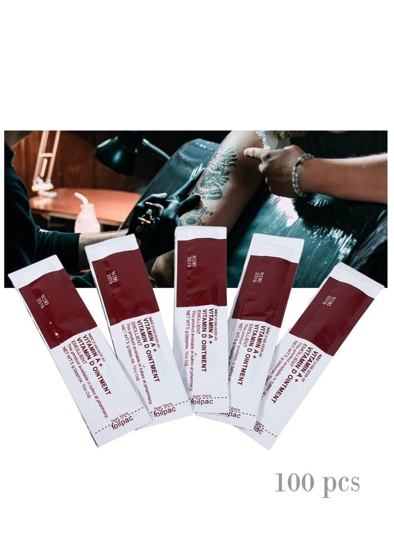 Tattoo Scar Repair Gel, 100Pcs Microblading Aftercare Ointment Vitamin A&D Anti Scar Tattoo Aftercare Cream for Makeup Microblading and Tattoo Healing Art Tattoo Supplies - Image 5