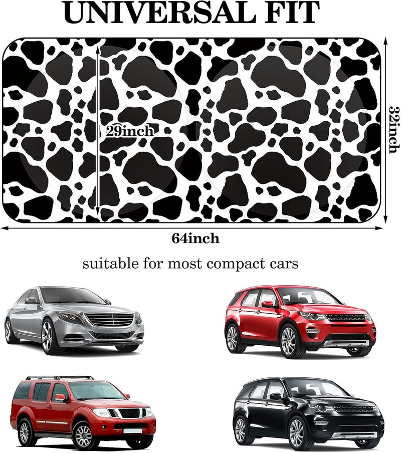 Woanger Cow Pattern Print Windshield Sun Shade Foldable Car Front Window Covers for Car Accessories Sun Heat UV Rays Visor Protector Protection for Universal Cars SUV Truck - Image 4