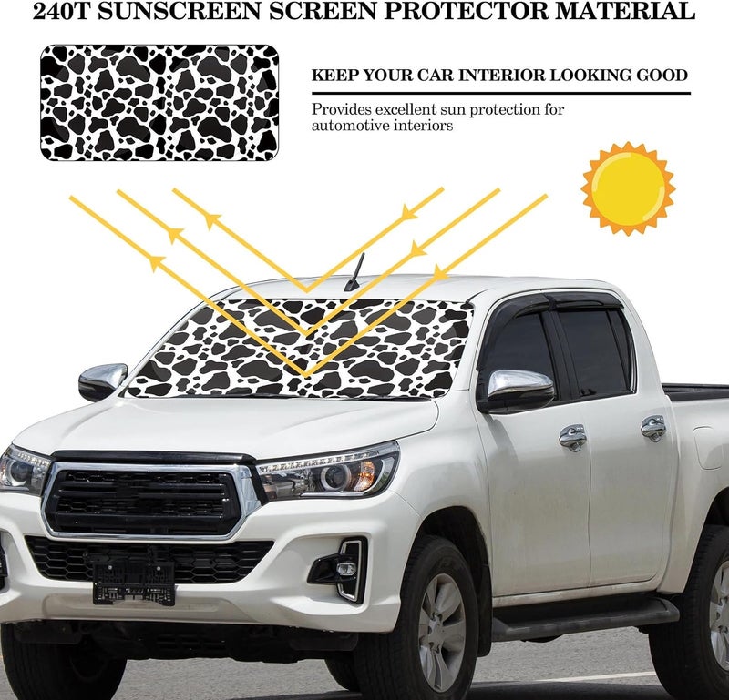 Woanger Cow Pattern Print Windshield Sun Shade Foldable Car Front Window Covers for Car Accessories Sun Heat UV Rays Visor Protector Protection for Universal Cars SUV Truck - Image 2