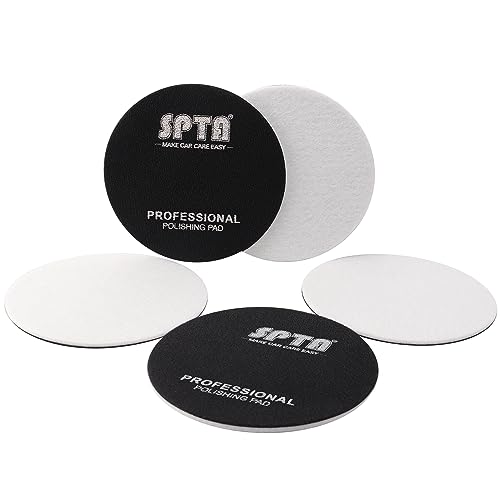SPTA Glass Polishing Pad SPTA 5 Pcs 5125mm Car Glass Polishing Discs Microfiber Polishing Buffing Pad Scratch Removal Kit for Correct Damaged Window Cleaning Removing Stubborn Waterspots - Image 1