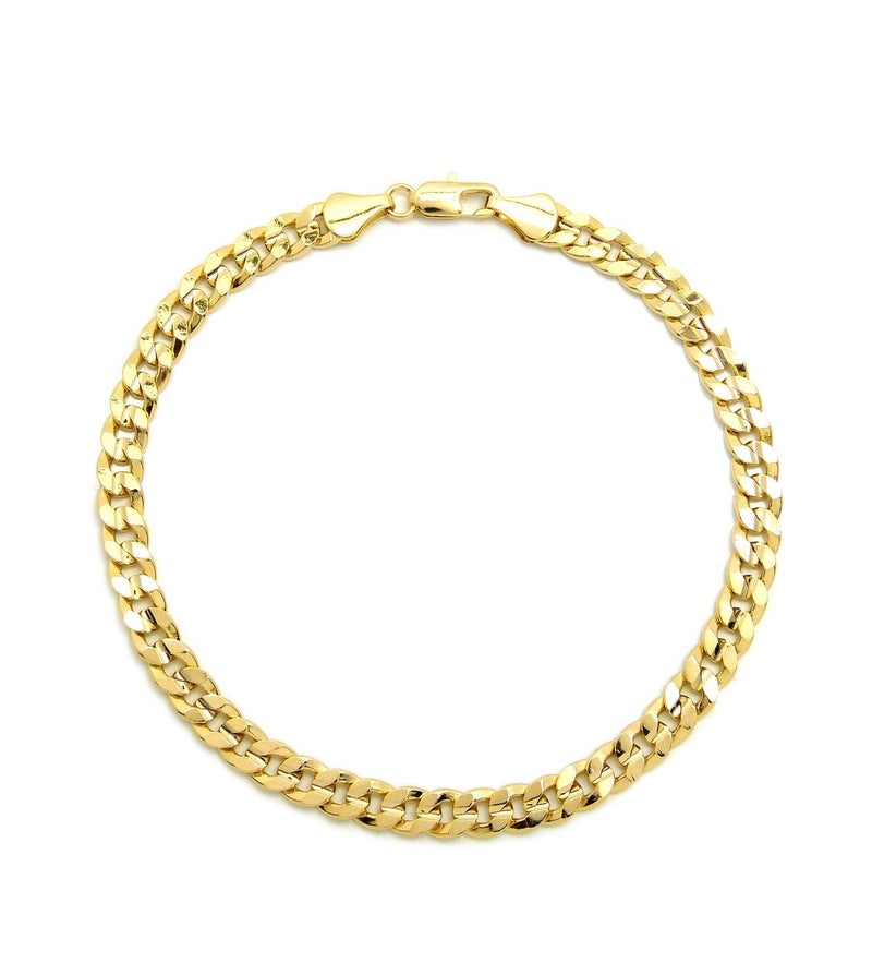 Fashion 21 Anklet for Women Electro Gold Plated Ankle Bracelet - Made in Korea (5.2mm 10" Concave Cuban) - Image 1