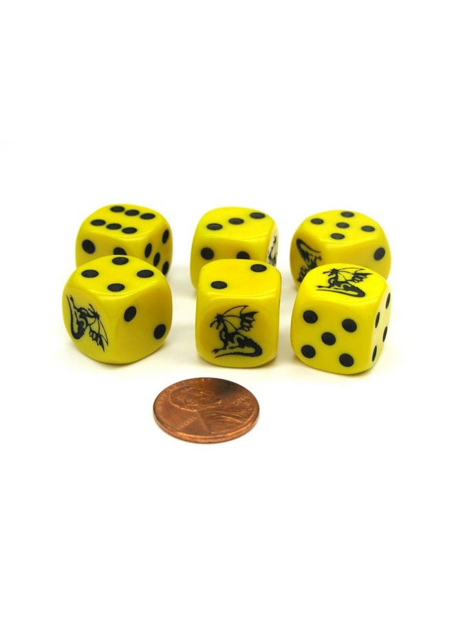 Set Of 6 Dragon 16Mm D6 Round Edge Koplow Creature Dice Yellow With Black Pips - pzsku/ZBF3D1CA64F2A393AF7CCZ/45/_/1710346907/b159796e-8b84-4142-9ad0-aefc55223c0a