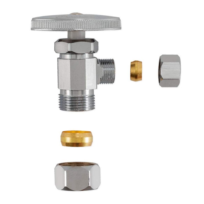 Eastman 3/8 Inch OD Compression x 5/8 Inch OD Compression Multi-Turn Angle Stop Valve, Brass Plumbing Fitting, Chrome, 04348LF - Image 5
