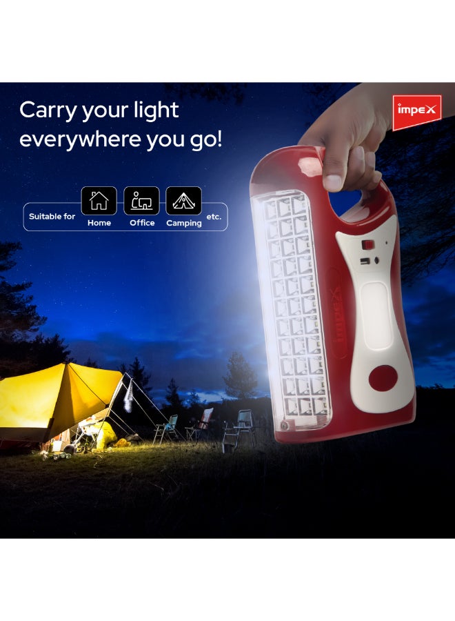 Impex 2-Piece LED Rechargeable Lantern Combo (2 Pcs) – High-Brightness Emergency Light with 33 SMD LED Front Light & 18+18 Side LEDs, 4500mAh Battery, 100H Runtime, Overcharge Protection', Portable Camping Lantern - CB 2284 Multicolour - Image 5