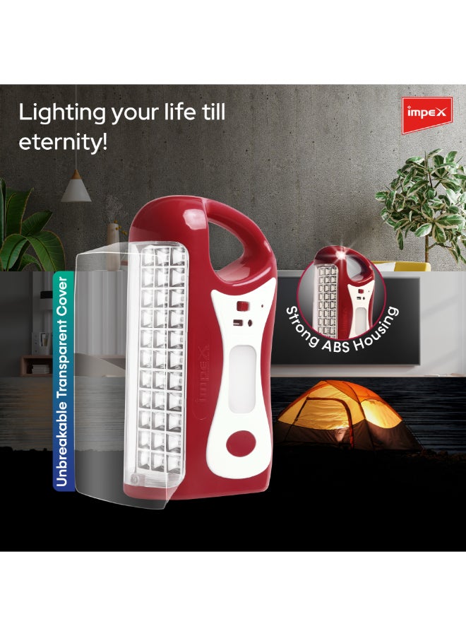 Impex 2-Piece LED Rechargeable Lantern Combo (2 Pcs) – High-Brightness Emergency Light with 33 SMD LED Front Light & 18+18 Side LEDs, 4500mAh Battery, 100H Runtime, Overcharge Protection', Portable Camping Lantern - CB 2284 Multicolour - Image 3