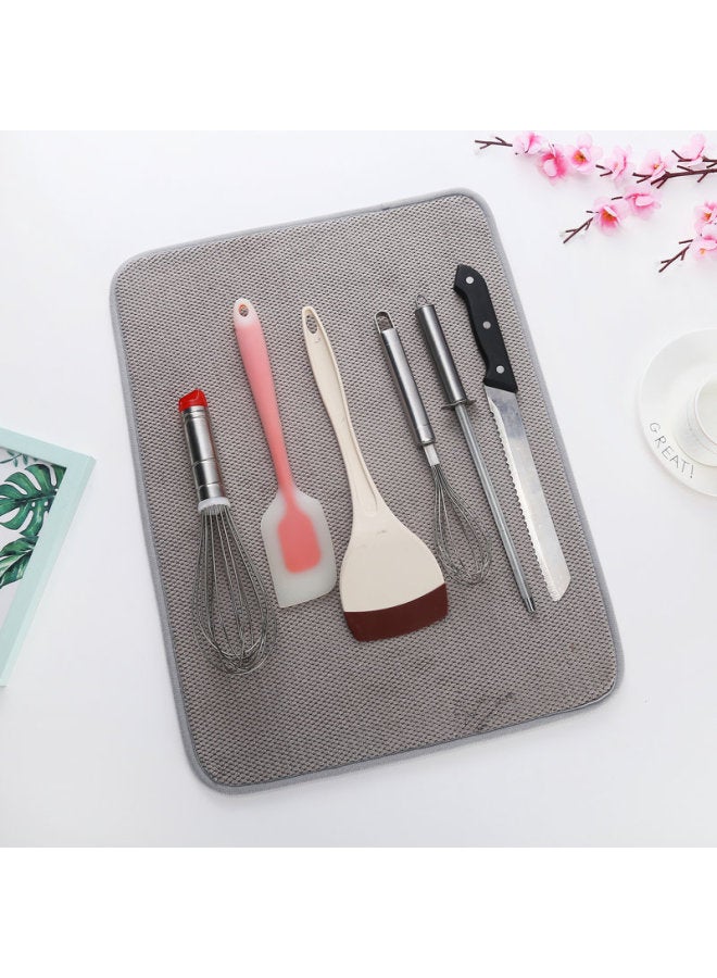 Cross-border Microfiber Absorbent Quick-drying Meal Mat Household Kitchenware Draining Drying Mat Pot Pillow Cup Butterfly Drying Mat Coaster Mat-Color:Grey-Specifications:38*50cm - Image 1