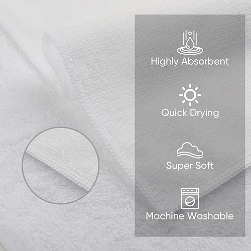 HOMEXCEL منشفة ميكروفايبر HOMEXCEL 12 قطعة، فائقة الامتصاص وناعمة، مناشف بيضاء متعددة الاستخدامات للحمام، الفندق، السبا، الصالة الرياضية، والمطبخ، 12x12 بوصة - Image 2