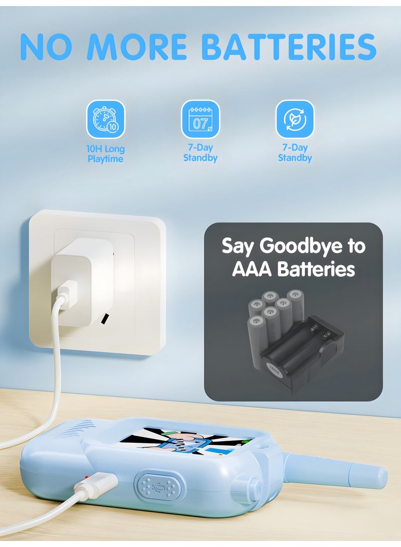 كلوزيلي عبوة من قطعتين من ألعاب الصوت للأطفال، أجهزة تحكم عن بعد لاسلكية، لعبة تواصل، أجهزة راديو قابلة لإعادة الشحن للأعمار من 3 إلى 12 سنة، مغير صوت ومحادثة فيديو فورية، هدايا بعيدة المدى للأولاد والبنات (أزرق ووردي) - Image 3