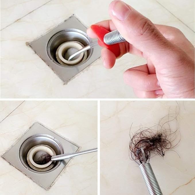 SHOPOLIFE Hair Catching Sink Drain 160 Cm Wire Brush Kitchen Sink Cleaning Hook Spring Pipe Hair Cleaning Stick Multicolor 1 Pc  - Image 2