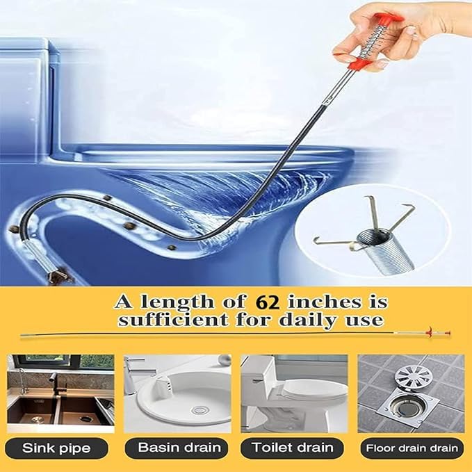 SHOPOLIFE Hair Catching Sink Drain 160 Cm Wire Brush Kitchen Sink Cleaning Hook Spring Pipe Hair Cleaning Stick Multicolor 1 Pc  - Image 5