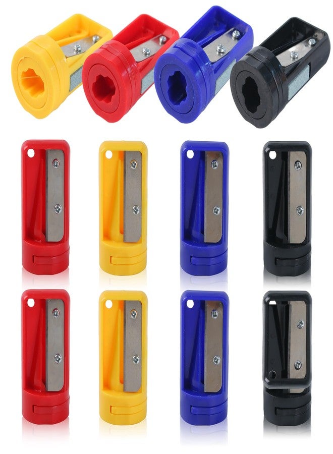 MCSDFN 12 Pack Carpenter Pencil Sharpener Portable Manual Pencil Sharpener Cutter Woodworking Pencils Cutter Shaver Narrow Sharpening Tool for Woodworking Tool (Red, Black, Blue) - Image 1