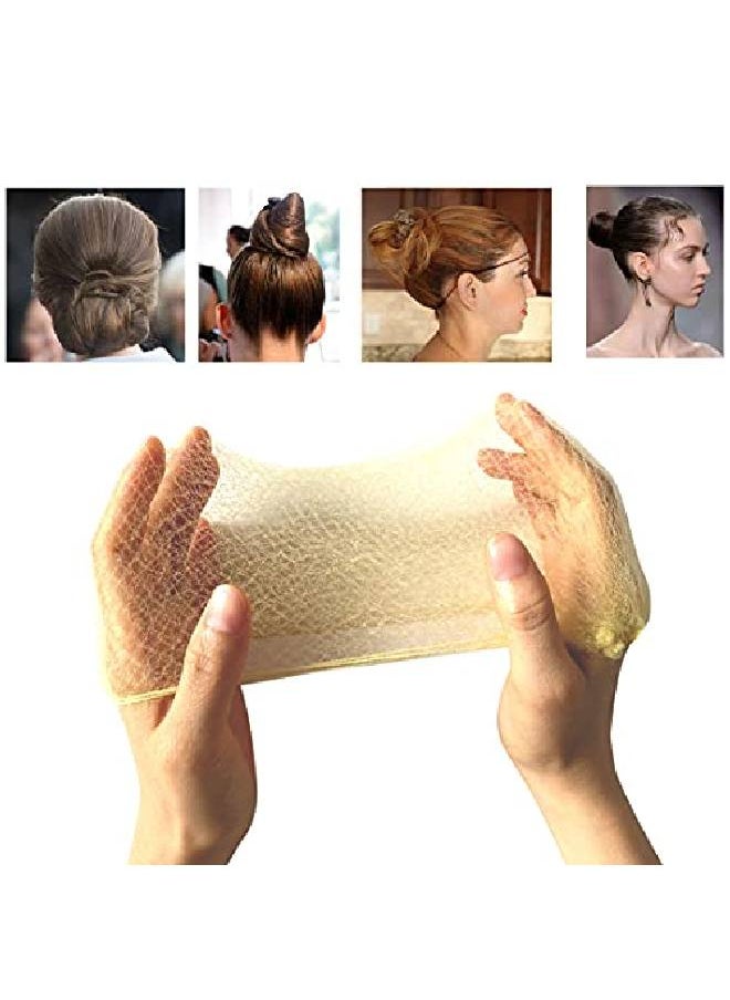Polly Online 50Pcs Hair Nets Invisible Elastic Edge Mesh Bun Hair Nets For Ballet Dance 20" Blonde  - Image 1