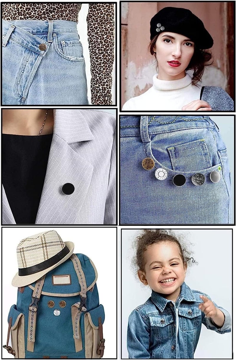 NIRDELIX 6pcs Detachable Button for Jeans 6 Styles No Sew Metal Buttons for Denims Waist Extender Button Removable Reusable Instant Button Without Sewing for Trousers Pants Bags Skirt Style A - Image 5