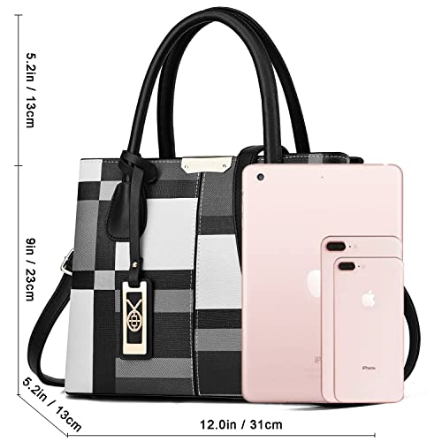 CHICAROUSAL Purses and Handbags for Women Leather Crossbody Bags Women's Tote Shoulder Bag (Gezi Black Grey) - Image 5