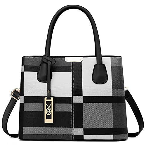 CHICAROUSAL Purses and Handbags for Women Leather Crossbody Bags Women's Tote Shoulder Bag (Gezi Black Grey) - Image 1