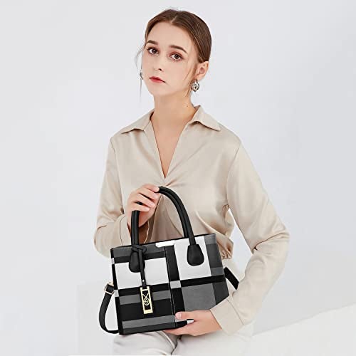CHICAROUSAL Purses and Handbags for Women Leather Crossbody Bags Women's Tote Shoulder Bag (Gezi Black Grey) - Image 2