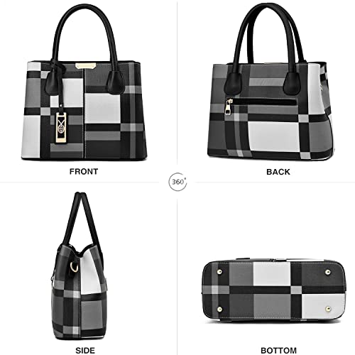 CHICAROUSAL Purses and Handbags for Women Leather Crossbody Bags Women's Tote Shoulder Bag (Gezi Black Grey) - Image 3