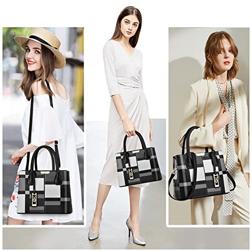 CHICAROUSAL Purses and Handbags for Women Leather Crossbody Bags Women's Tote Shoulder Bag (Gezi Black Grey) - Image 4