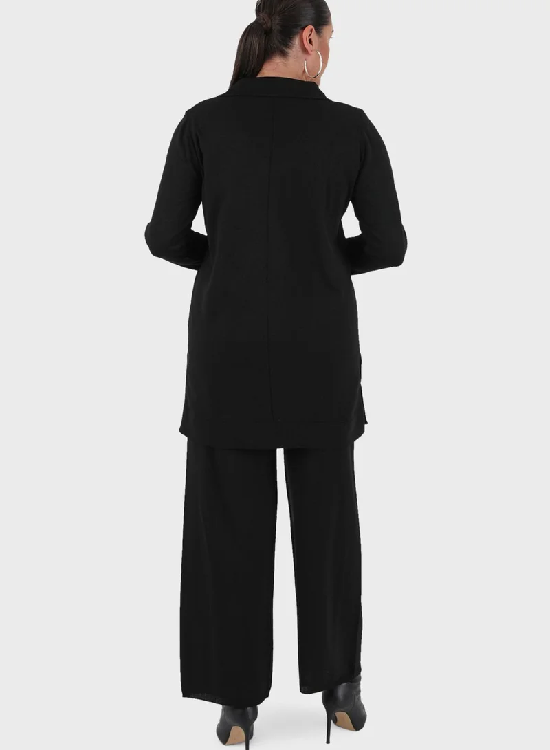 Alia by modanisa Polo Neck Sweatshirt & Pants Set
