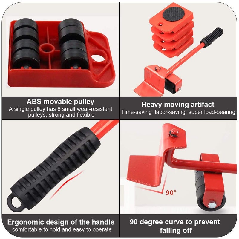Mishrit Furniture Sliders Kit, Heavy Duty Furniture Lifter with 4 Sliders for Easily Safely Moving, Furniture Slides Kit Appliance Roller Suitable for Heavy Furniture, 360 Degree Rotatable Pads - Image 4