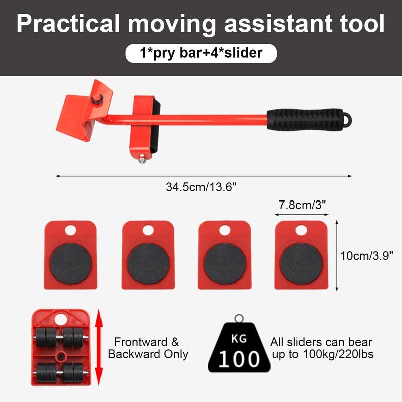 Mishrit Furniture Sliders Kit, Heavy Duty Furniture Lifter with 4 Sliders for Easily Safely Moving, Furniture Slides Kit Appliance Roller Suitable for Heavy Furniture, 360 Degree Rotatable Pads - Image 3