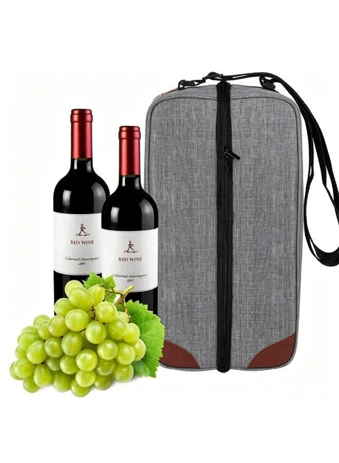 Nailuck Insulated Wine Tote Bag with Cooler Compartment - Portable Wine Carrier for Travel, Picnics & Gifting (Gray) - Image 1