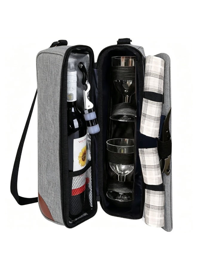 Nailuck Insulated Wine Tote Bag with Cooler Compartment - Portable Wine Carrier for Travel, Picnics & Gifting (Gray) - Image 5