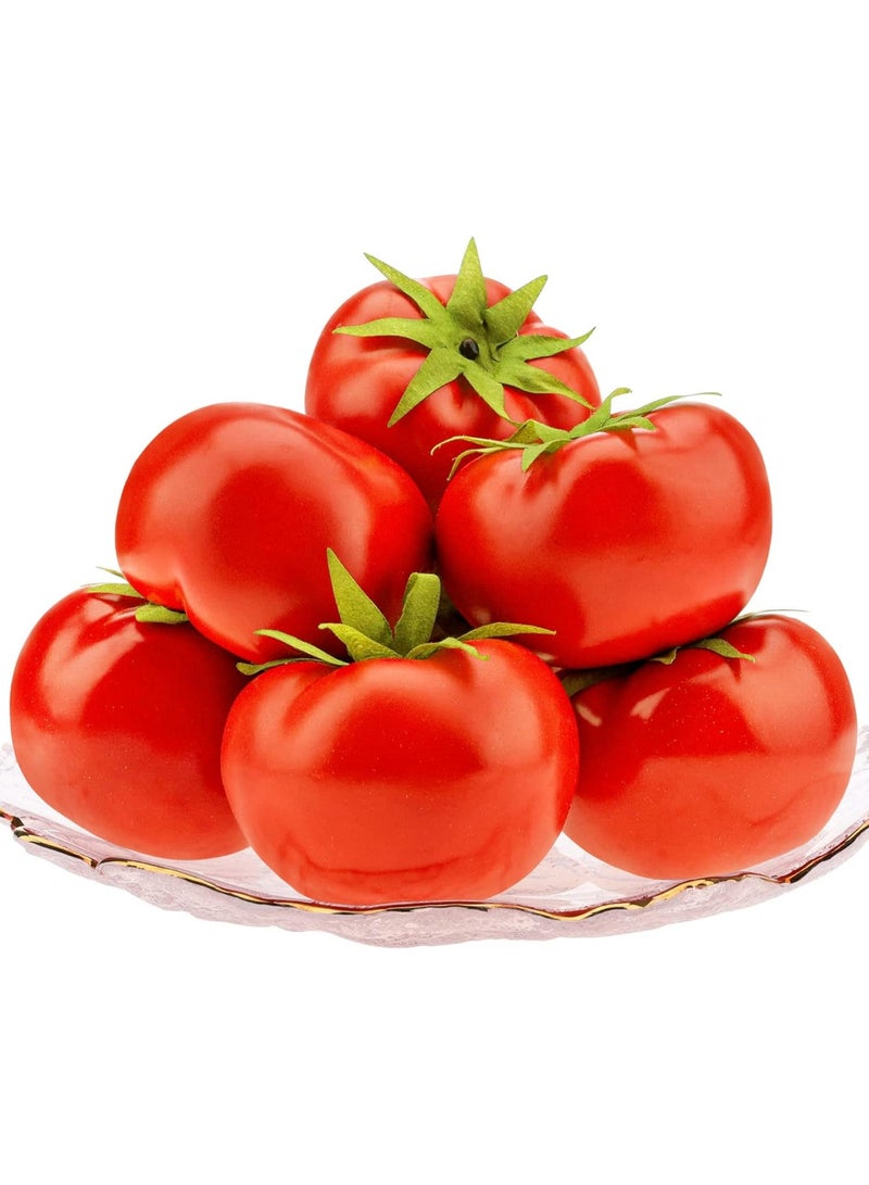 LATIFA 6pcs Fake Tomatoes Lifelike Artificial Vegetables - Image 2