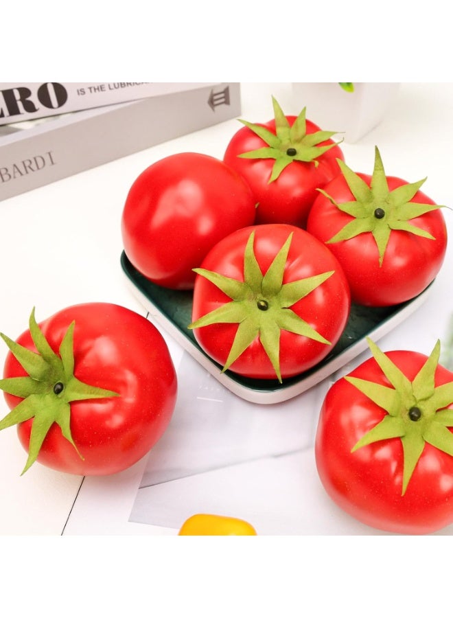 LATIFA 6pcs Fake Tomatoes Lifelike Artificial Vegetables - Image 1