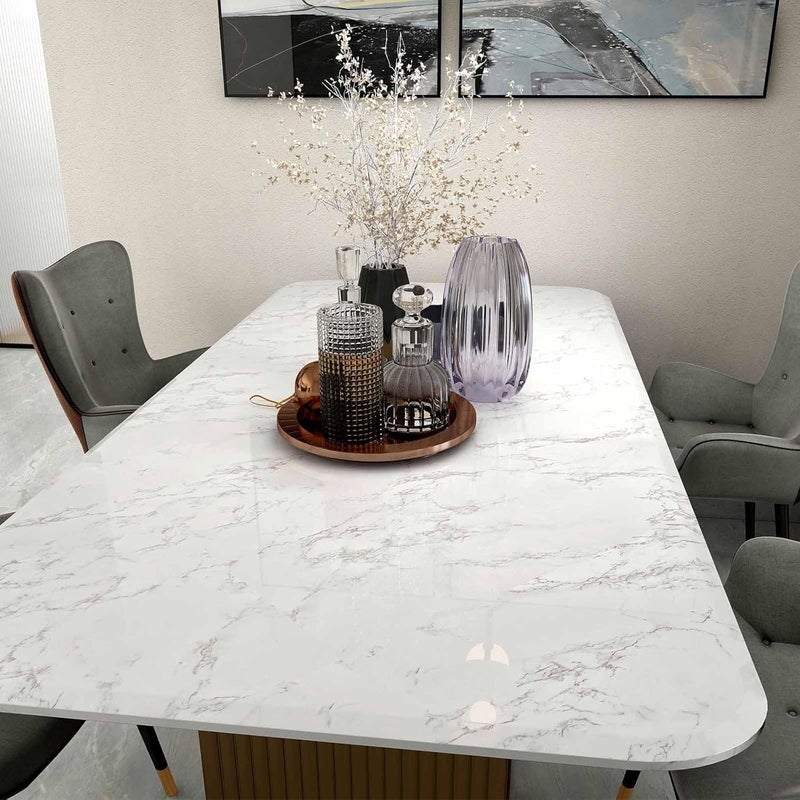 practicalws Marble Wallpaper Granite White and Gray Wall Paper Roll 35.4" x 118" Kitchen Countertops Cabinet Furniture is Renovated Thick Vinyl Easy to Remove Without Leaving Glue Upgrade - Image 4