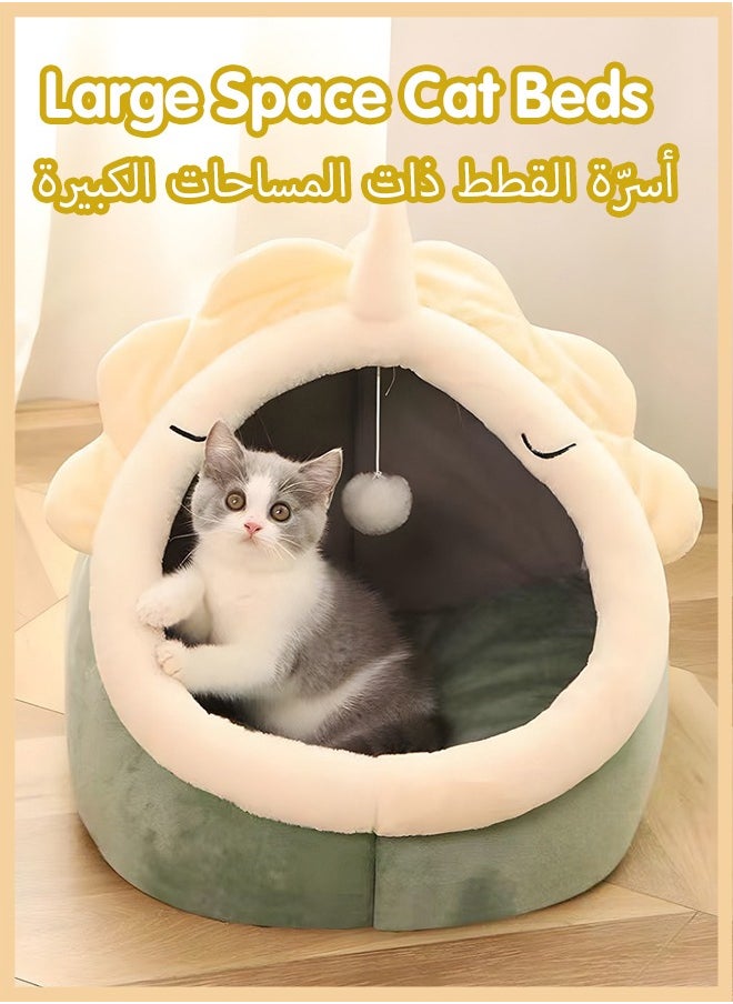 Vividorad Cat Beds for Indoor Cats Semi-Enclosed Cat Cave Bed with a Plush Ball Large Space for Cats to Sleep Soft and Comfortable Covered Cat Bed with a Washable and Detachable Mat  - Image 1