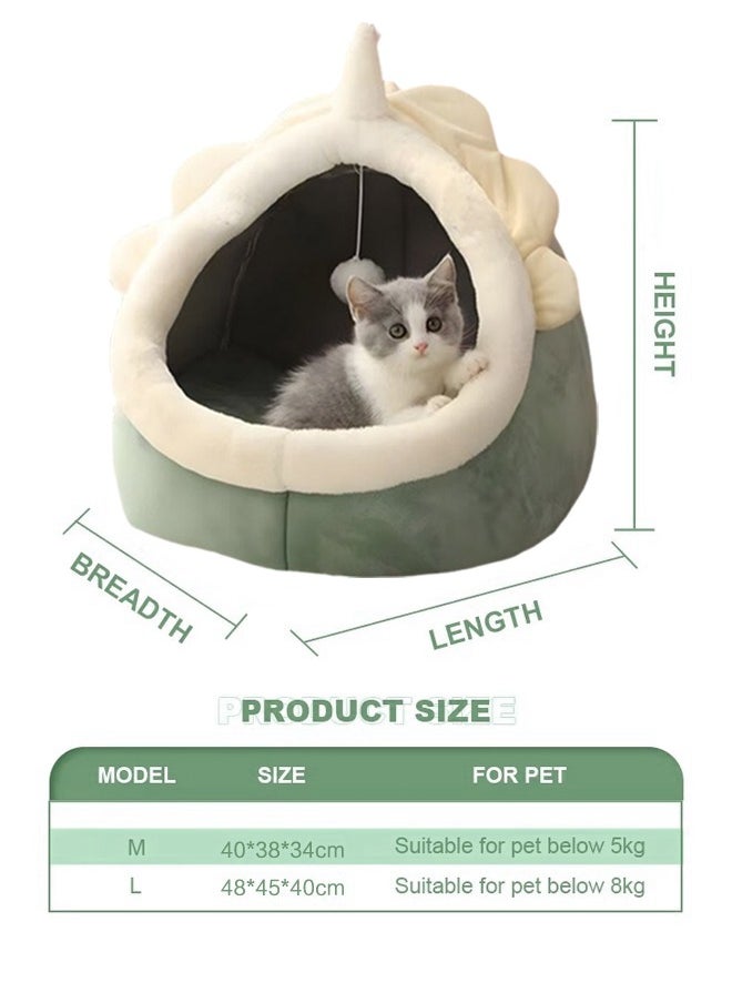 Vividorad Cat Beds for Indoor Cats Semi-Enclosed Cat Cave Bed with a Plush Ball Large Space for Cats to Sleep Soft and Comfortable Covered Cat Bed with a Washable and Detachable Mat  - Image 2