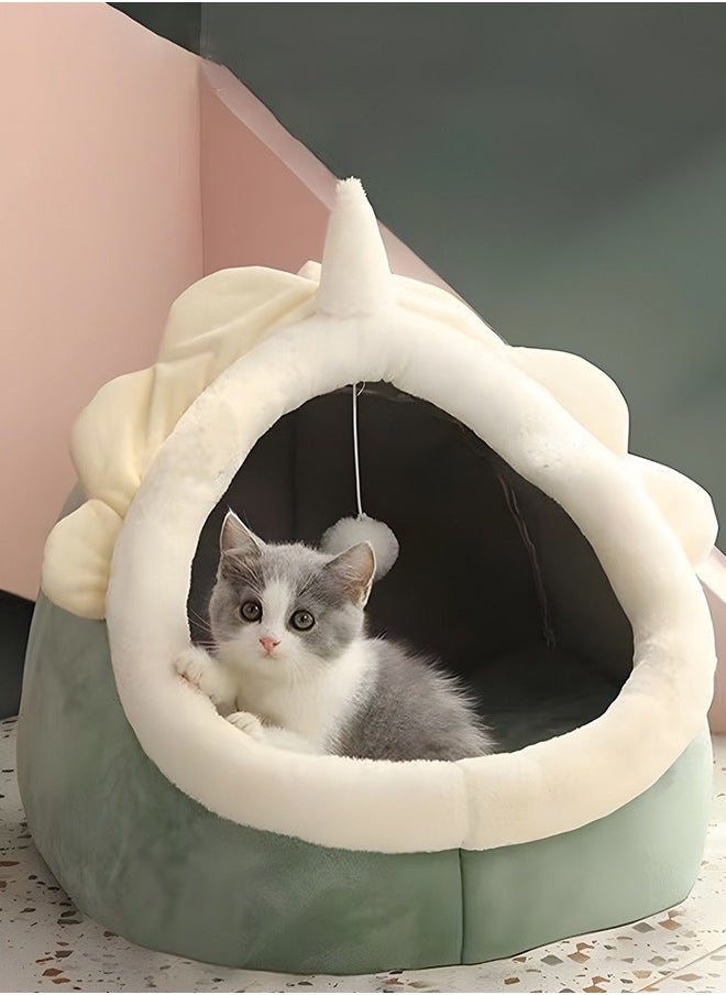 Vividorad Cat Beds for Indoor Cats Semi-Enclosed Cat Cave Bed with a Plush Ball Large Space for Cats to Sleep Soft and Comfortable Covered Cat Bed with a Washable and Detachable Mat  - Image 3